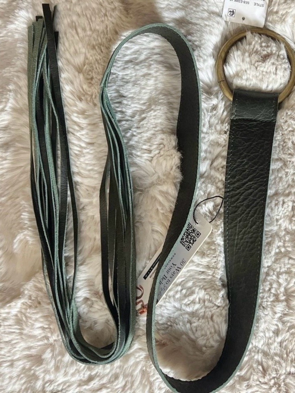 NWT $89 ADA Wrap Fringe Belt - Khaki